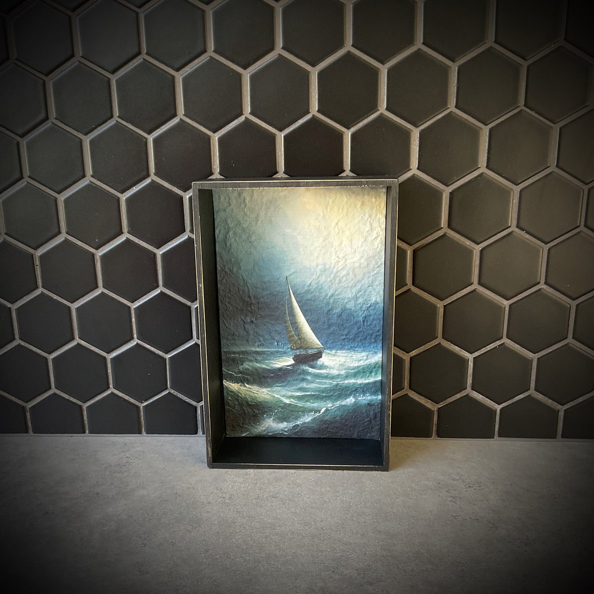 Stormy Seas Sailboat Shadowbox