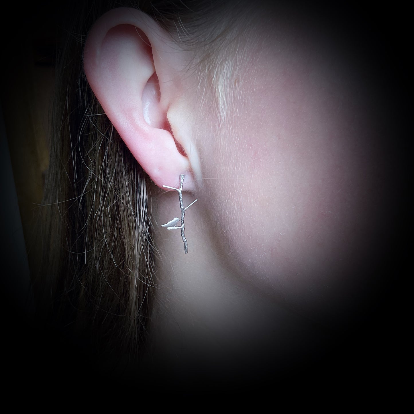‘Twig & Swallow’ Bird Stud Earring Set - Platinum Silver - The Sister Label