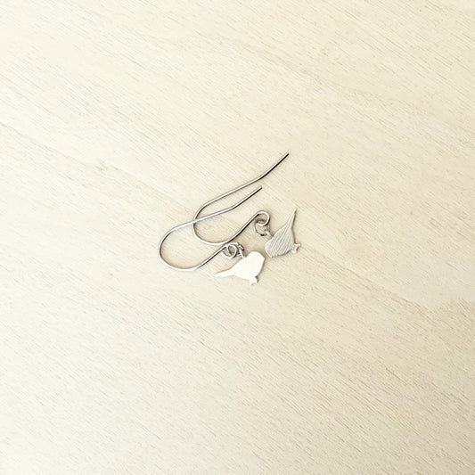 Swallow Bird Earring Set - Platinum Silver