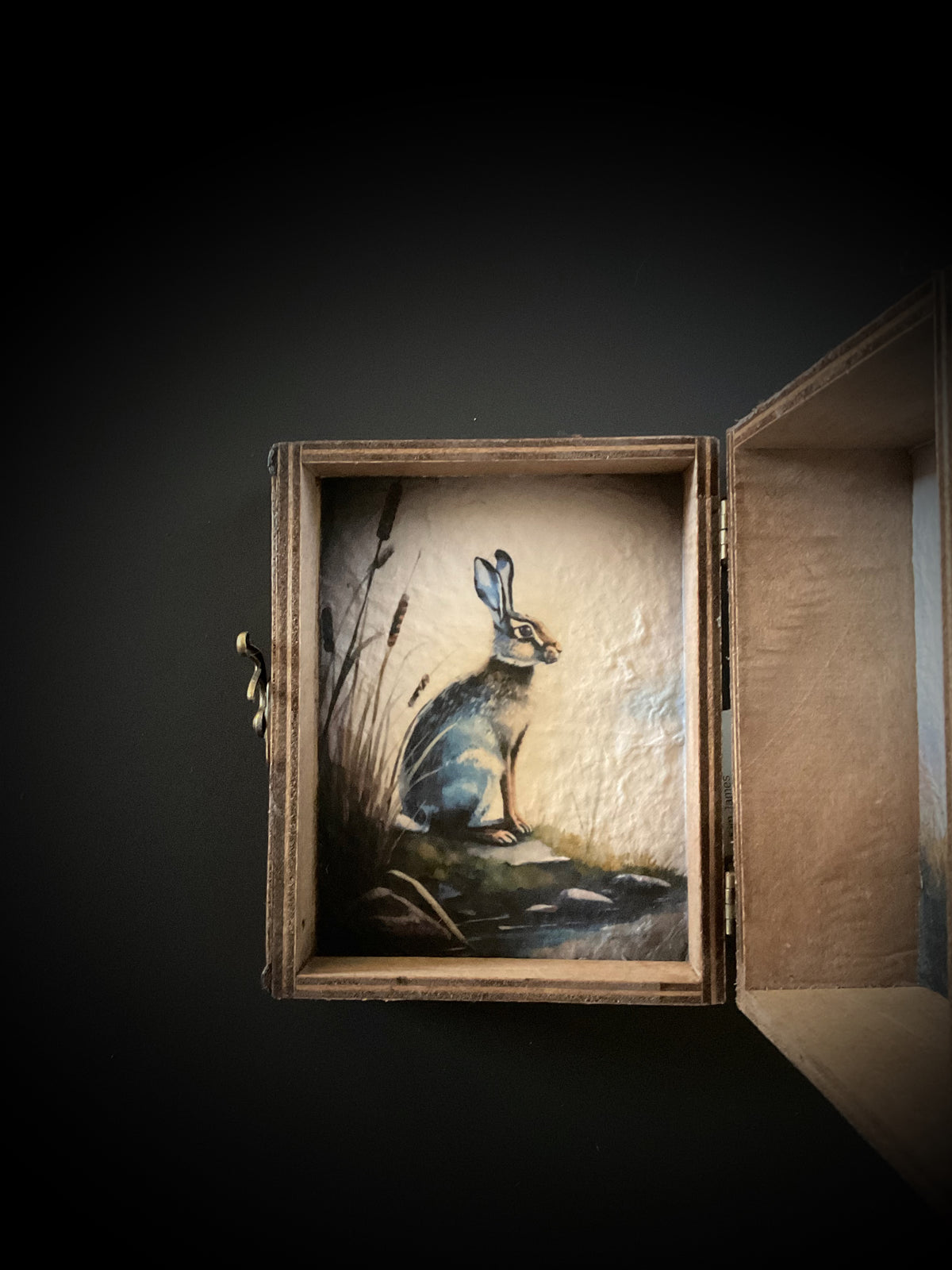 Watercolour Hare Shadow Jewellery Box