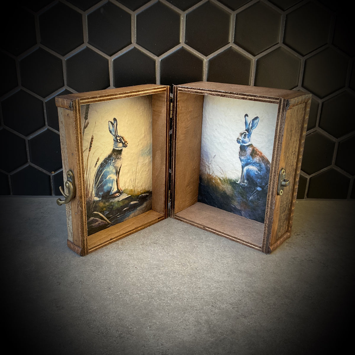 Watercolour Hare Shadow Jewellery Box
