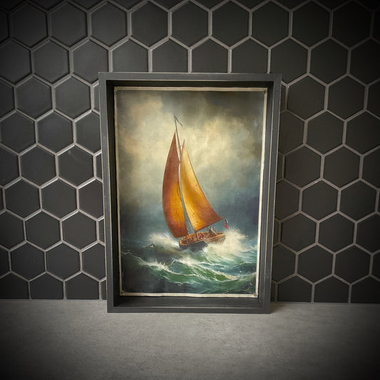 Sailboat Waxwork Shadowbox