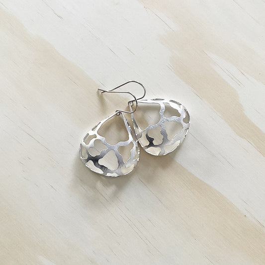 Dimensional Drop Earring Set - Platinum Silver