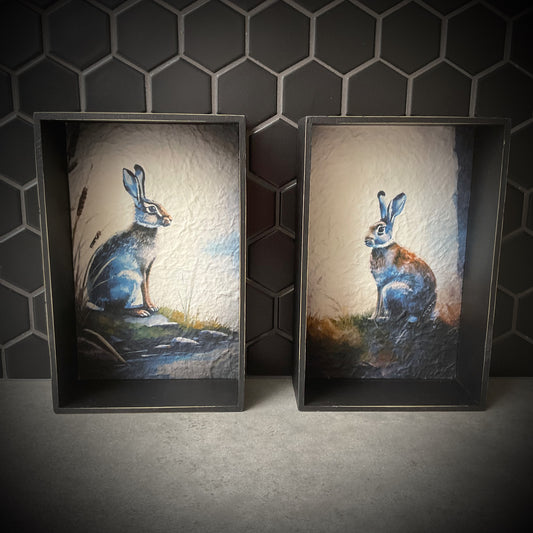 Watercolour Hare Shadowbox