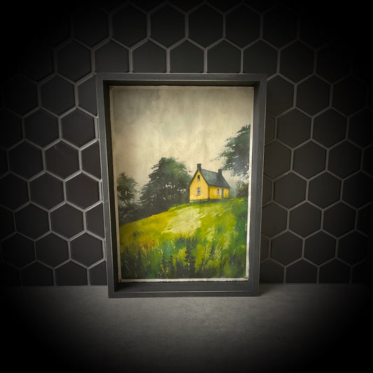 Yellow Cottage Waxwork Shadowbox