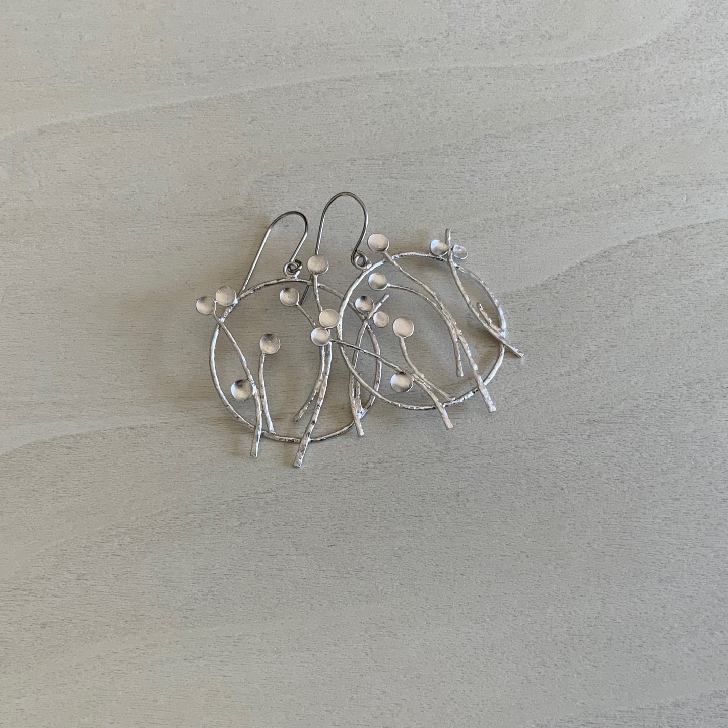 On a Whim Flower Hoops Earring Set - Platinum Silver