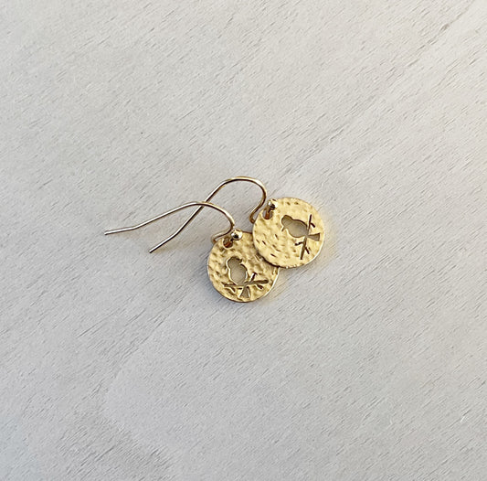 Hammered Bird Earring Set - Gold