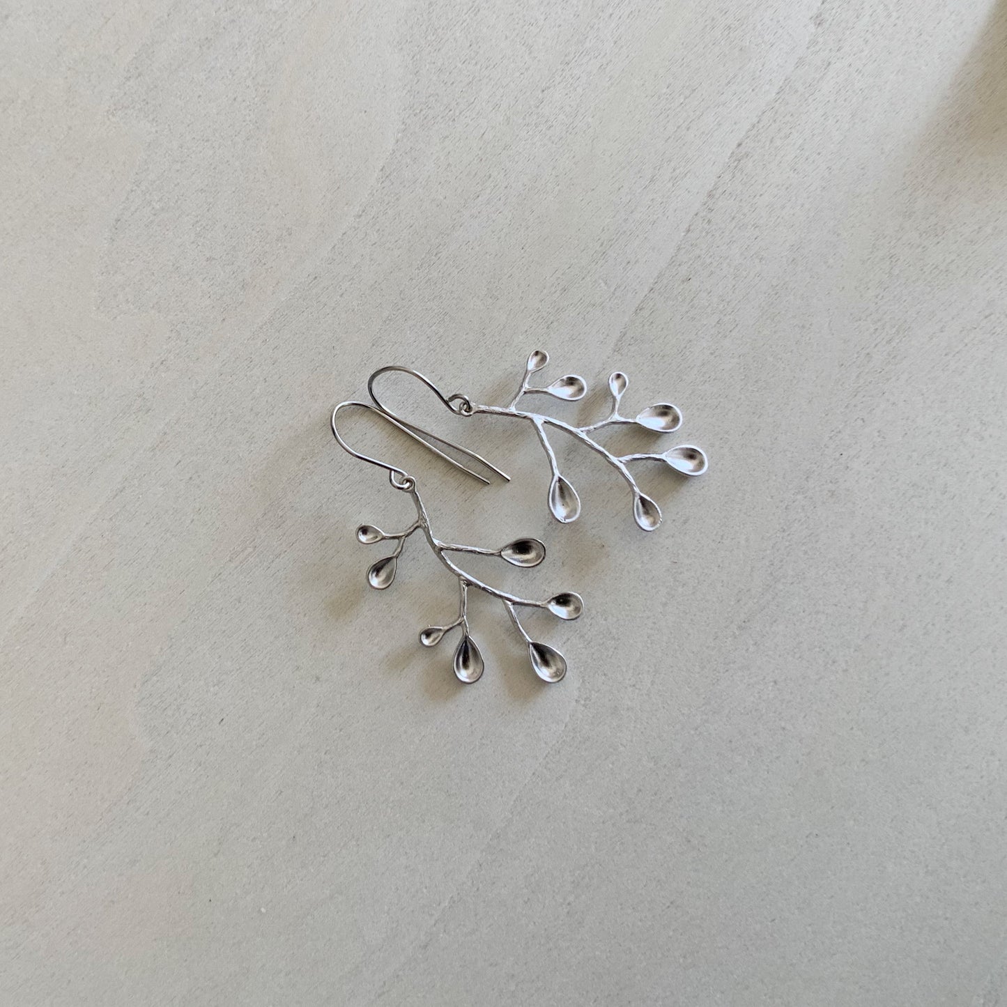 Droplet Flower Earring Set - Platinum Silver