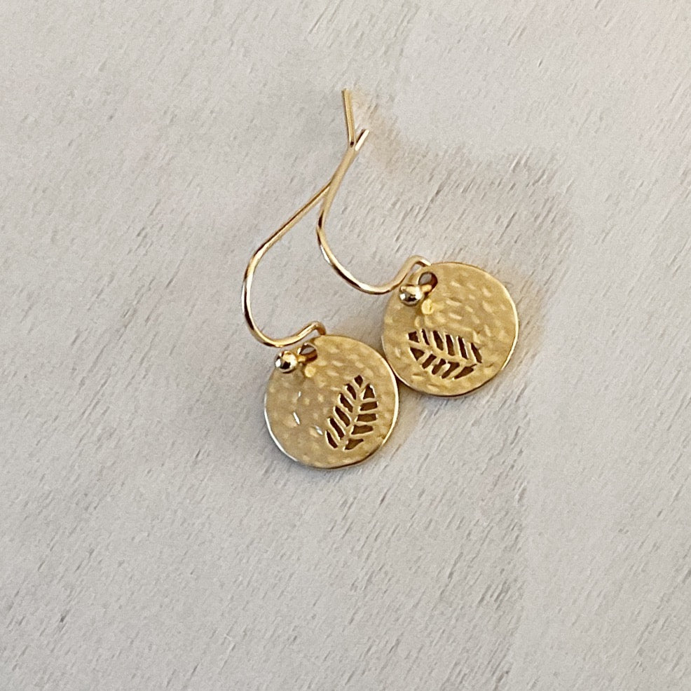 Hammered Leaf Earring Set - Gold