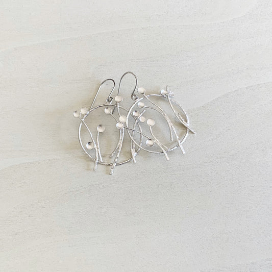 On a Whim Flower Hoops Earring Set - Platinum Silver