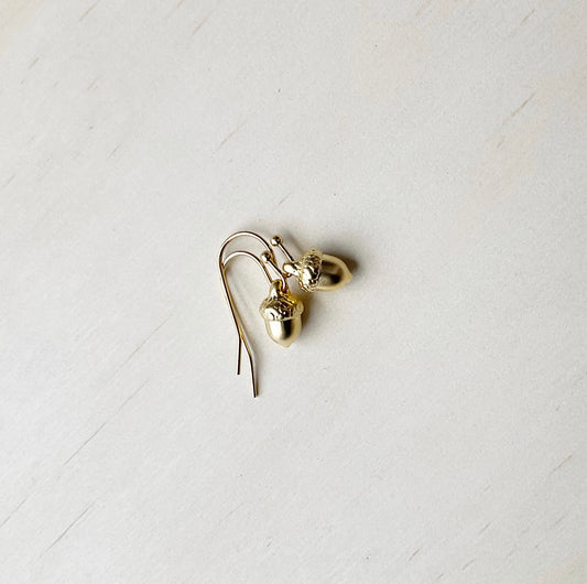 Tiny Acorn Earring Set - Matte Gold - The Sister Label