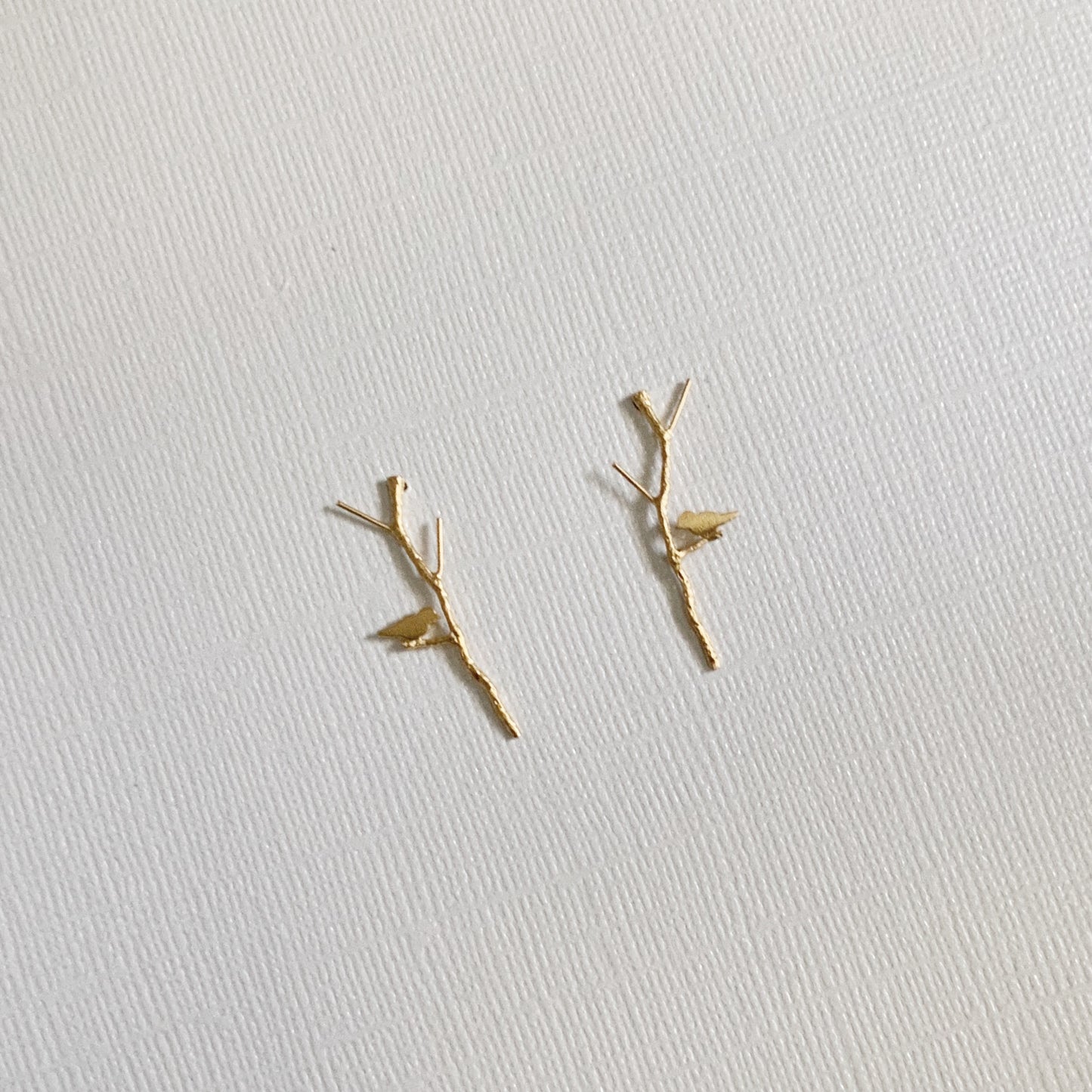 ‘Twig & Swallow’ Bird Stud Earring Set - Matte Gold - The Sister Label